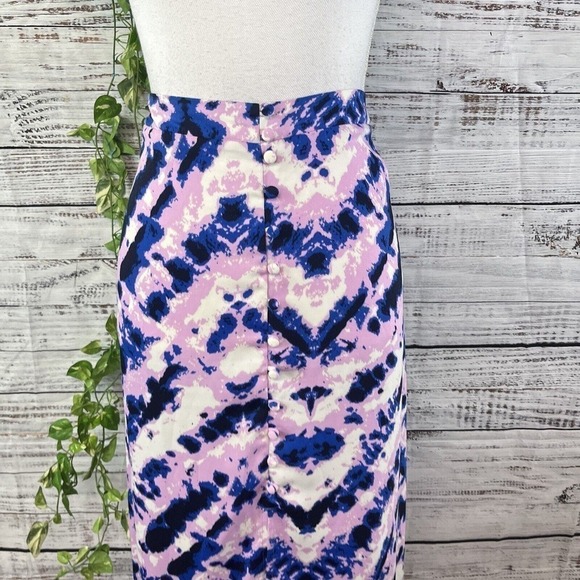 Laundry Shelli Segal Skirt size Medium Purple Blue Long Maxi Peasant Boho Hippie - Picture 5 of 16